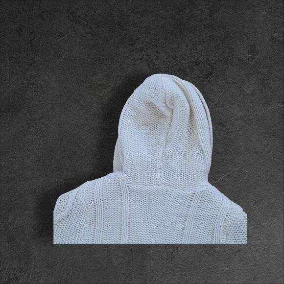 Chunky Cable Knit Hooded CARDIGAN Faux Fur Lined Sweater Tunic Length Pockets M - Picture 13 of 16